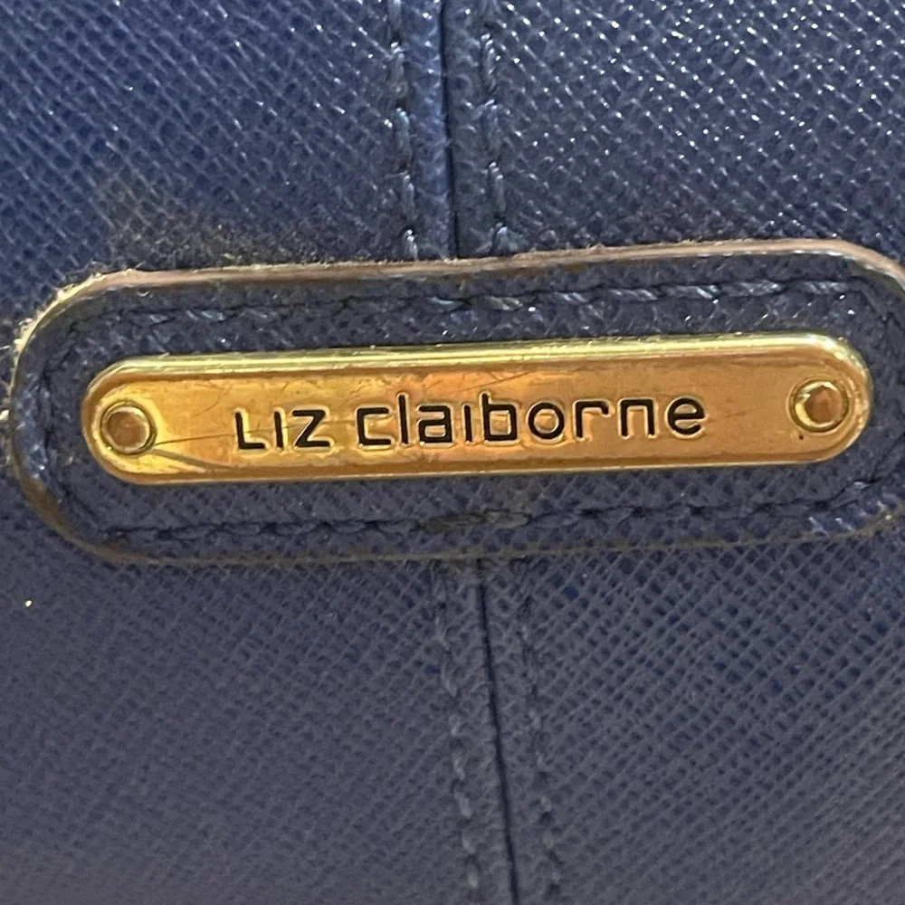 Liz Claiborne Royal Blue and Gold Shoulder tote Bag luxury vintage stylish purse - Picture 2 of 8